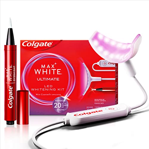 Colgate LED Whitening-Set Max White Ultimate, inkl. Whitening Stift - Zahnaufhellung für zu Hause, sicher für den Zahnschmelz, für weißere Zähne