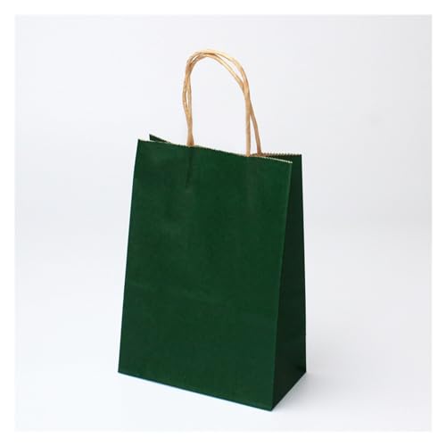 Geschenktüten Multifunktions-Soft-Farbe Papierbeutel mit Griffen Festival Geschenk-Beutel Einkaufstaschen Kraft Paper Bag Verpackung Präsenttüten (Color : Green, Size : 21X27X11CM_10 PIECES)