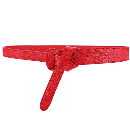 Cheerlife Damen breiter Ledergürtel Verknoteter Gürtel Vintage Taillengürtel für Pullover Kleider Hemd Mantel (Rot)