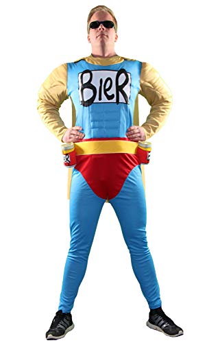 Foxxeo Das Biermann Helden Kostüm für echte Männer - GröÃŸe S-XXXL - für Karneval Fasching Junggesellenabschied JGA GröÃŸe L