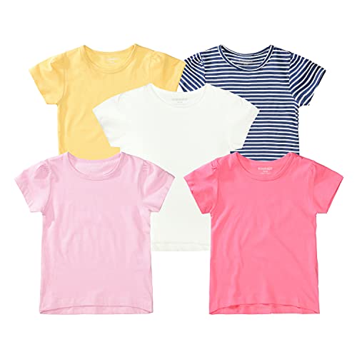 T-Shirt 5er-Pack Mädchen - Bio-Baumwolle, Organic Cotton, weich, bequem - Farbe: Bunt, Größen 92/98-128/134 (92/98, Bunt)