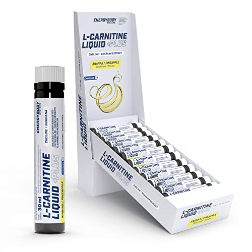 Energybody® L-Carnitine Liquid Plus für Fat Burner Workout - 20x30ml - L Carnitin Liquid mit Cholin & Guarana / Nahrungsergänzung für einen normalen Fettstoffwechsel