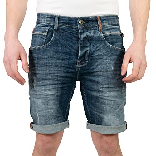 Sublevel Kurze Herren Jeans mit Stretch, Bermuda Hose, Farbe:Dunkelblau, Größe Hosen:32W