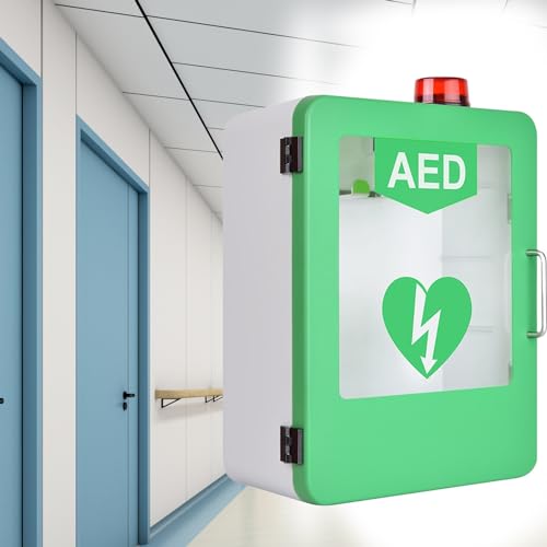 DKDDZQ AED-Defibrillator-Aufbewahrungsschrank, An Der Wand Montierter Erste-Hilfe-Schrank Aus Kunststoff Für Die Herzdefibrillation, Alarmbox, Mit Alarmsystem, Einstellbare Trennwandposition