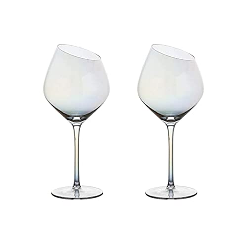 LXDZXY Weinglas, Kristallglas Rotweinglas 2Er-Set, Schräges Weinglas, Personalisierte Moderne Hochzeitsfeier Camping Bar Water Cup,4