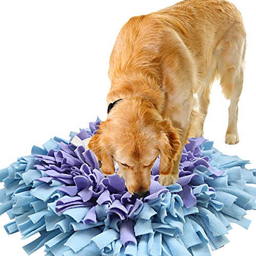 IEUUMLER Schnüffelteppich Hund Riechen Trainieren Schnüffeldecke Futtermatte Trainingsmatte für Haustier Hunde Katzen IE075 (45x45cm, Blue & Purple)
