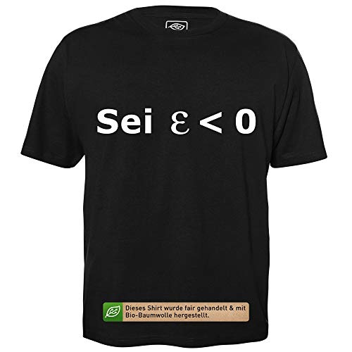 Sei Epsilon Kleiner Null - Herren T-Shirt für Geeks mit Spruch Motiv aus Bio-Baumwolle Kurzarm Rundhals Ausschnitt, Größe S