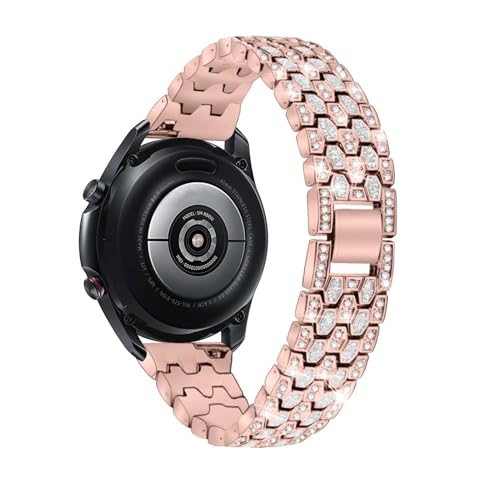 LXURY Edelstahl Armbänder für Samsung Galaxy Watch Active 40mm Armband Damen, mit Strass Diamanten Glänzendes Metall Ersatzarmband Kompatibel mit Samsung Watch Active 40mm Uhrenarmband (Roségold)