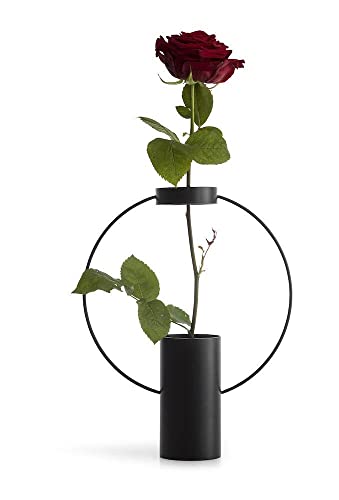 SAGAFORM Moon Vase groß | Schwarz | H30cm, Ø23,5cm | Boho Deko Vase aus pulverbeschichtetem Metall | Für Schnittblumen oder Pampasgras | Moderne Dekorationsvase | Blumenvase