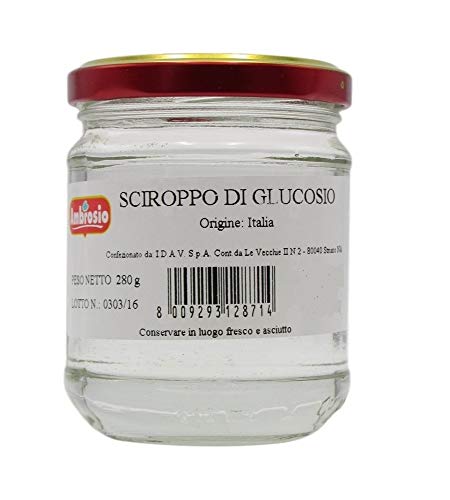6x Ambrosio Sciroppo di Glucosio Glucosesirup Monosaccharid einfacher Zucker Einmachglas 280g Gebäck Zutaten 100% Italienisches Produkt