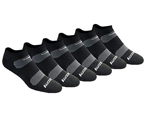 Saucony Herren Men's Multi-Pack Performance Comfort Fit No-Show Socks Laufshorts, Black Basic (6 Paar), 47-49 EU (6er