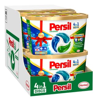 Persil Tiefenrein 4in1 DISCS (8 x 16 Waschladungen), Universal Waschmittel mit Tiefenrein Technologie, Vollwaschmittel für reine Wäsche und hygienische Frische für die Maschine