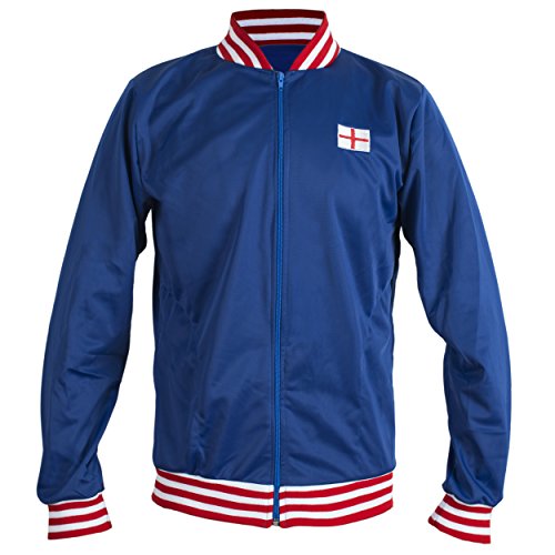 JL Sport England 1966 Retro Fußball Jacke Classic Jahrgang Trainingsanzug Jacke Herren Top-Replica - Blau, L