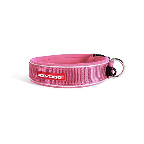 EzyDog Hundehalsband für Große, Mittelgroße, Mittlere & Kleine Hunde - Halsband Hund Neopren Gepolstert, Wasserfest, Reflektierend (XS, Rosa)