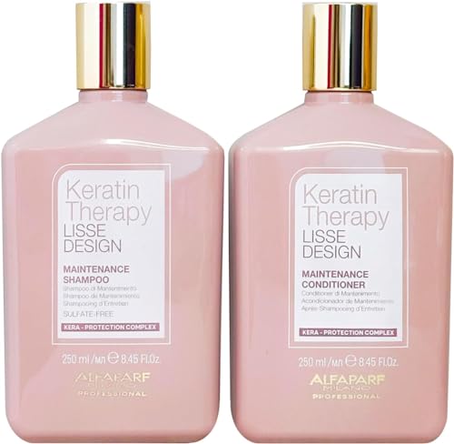 AlfaParf Keratin Therapie glatt Design Pflege Set – Shampoo + Conditioner 2 x 250 ml + Geschenk