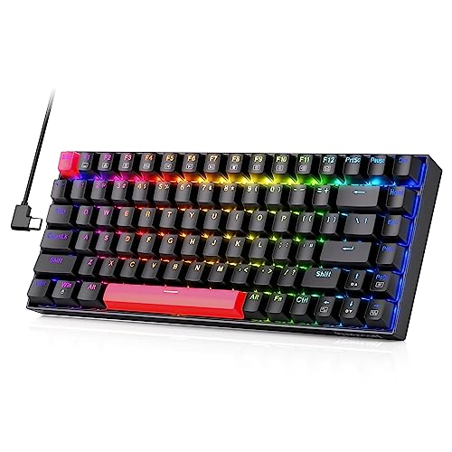 Gaming-Tastatur, Redragon K629 RGB Hotswap mechanische Gaming-Tastatur mit roten Schaltern, voll programmierbare kabelgebundene Tastatur mit Anti-Ghosting 84 Tasten