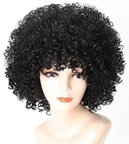 Afro Perücke für schwarze Frauen, kurzes, lockiges Haar, hitzebeständig, synthetische Perücken mit Pony, Cosplay, Party, täglicher Gebrauch