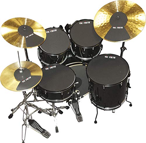 Vic Firth 22 Inch Fusion Drum and Cymbal Mute Pad Set: 10", 12", 14"(x2), 22" Drum Pads Plus Hi-hat and 2 x Cymbal Pads