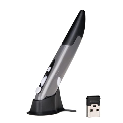 Lychee Kabelloser Maus-Stift, 2,4 GHz, Optische USB-Maus mit einstellbaren DPI-Werten auf 500/1000, Mini-Maus für Handschrift auf PC, Laptop, Notebook, Computer, Mac (Grau 01)