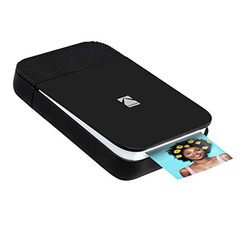 Kodak Smile Fotodrucker für Smartphone (IOS & Android) - Tintenloser Sofortdrucker, Bluetooth, 5 x 7,6 cm Ausdrucke, Integrierter Akku - Schwarz/Weiß