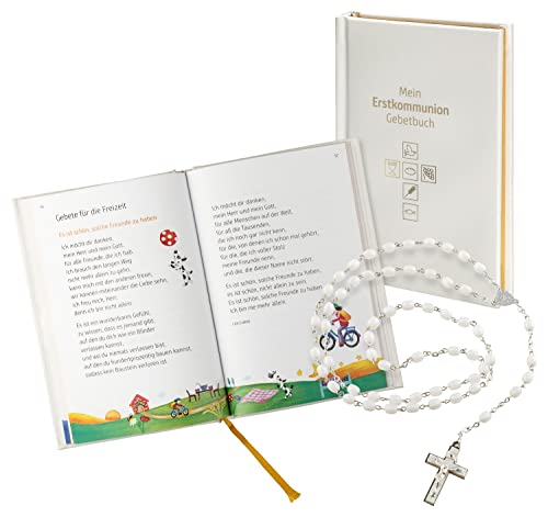 MaMeMi Geschenk-Set zur Erstkommunion für Mädchen mit Rosenkranz und Gebetbuch