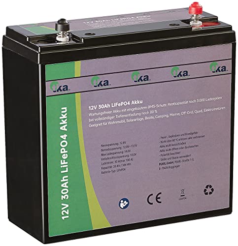 tka Köbele Akkutechnik LiFePO4 Batterien: LiFePO4-Akku 12,8V 30Ah, 384Wh, BMS, für Solaranlagen u.v.m, 2,1 kg (Akkus LiFePO)