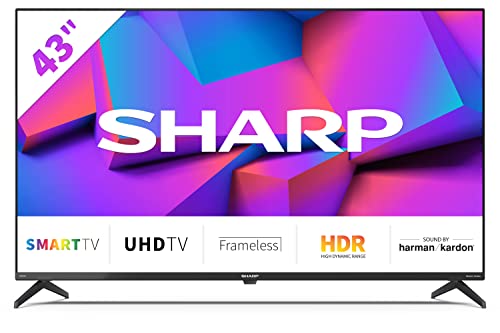 SHARP 43FK2E Frameless 4K Ultra HD Smart Fernseher 108 cm (43 Zoll), Amazon Video, DTS Virtual, HDR10, HLG, Bluetooth, Schwarz