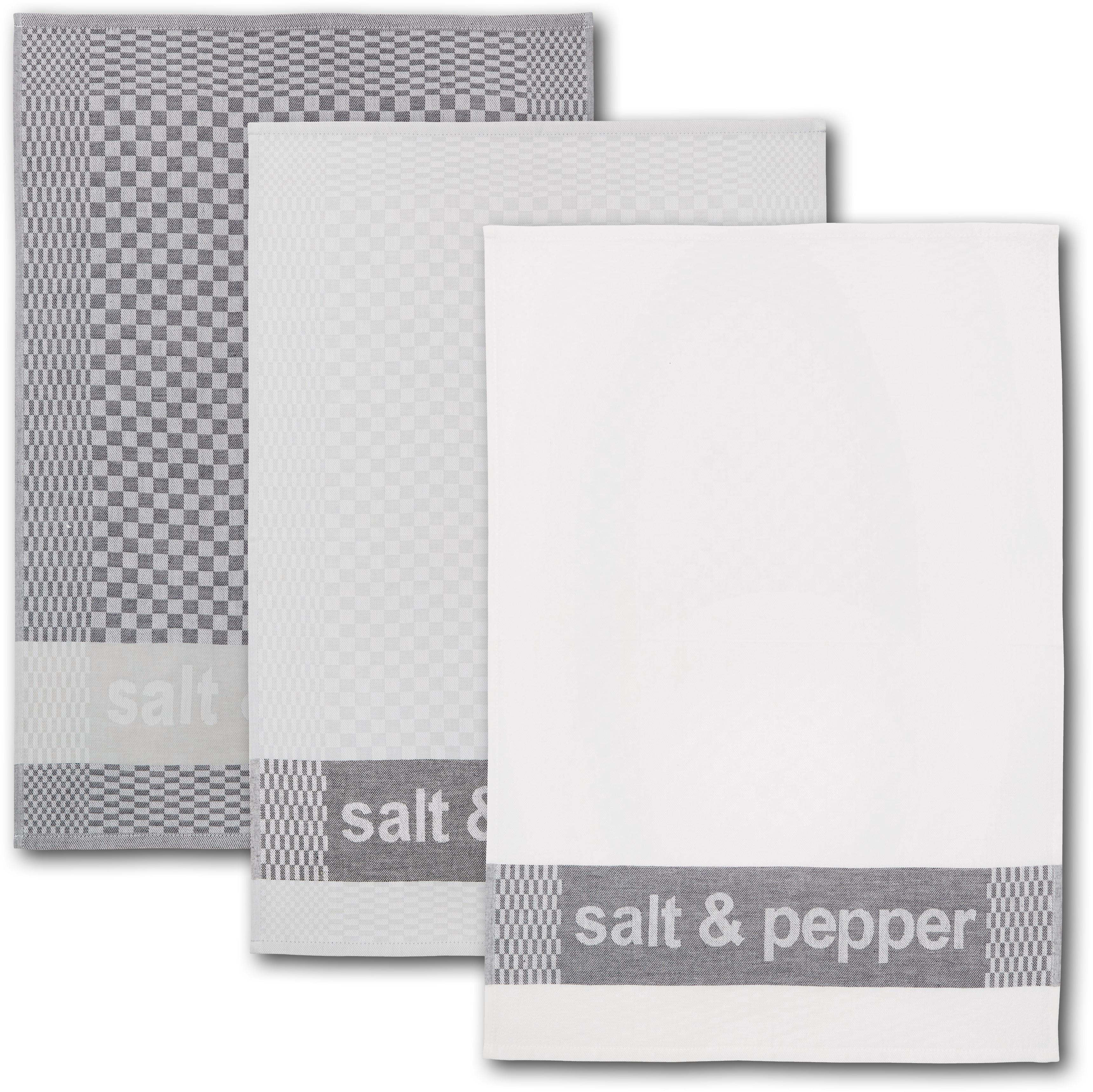 Dyckhoff Geschirrtuch "salt & pepper", (Set, 6 tlg.), mit drei verschiedenen Motiven