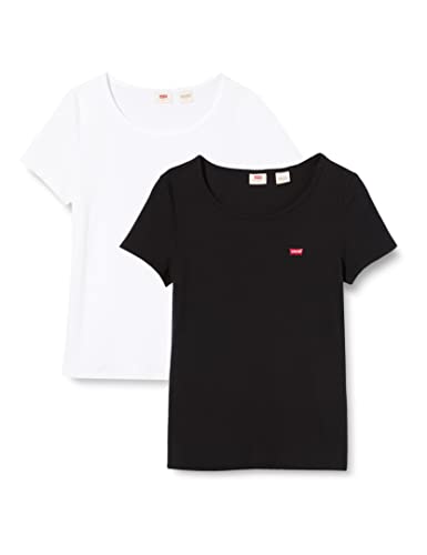 Levi's Damen 2Pack Tee T-Shirt, Weiß (2 Pack White + 0001), Small (Herstellergröße: S)