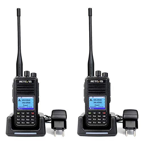 Retevis RT3S DMR Digitales Funkgeräte, 3000 Kanäle GPS DTMF Dualband Amateurfunk, Digitales/Analoges Funkgerät, Kompatibel mit MOTOTRBO DMR Radio (1 Paar, Schwarz)