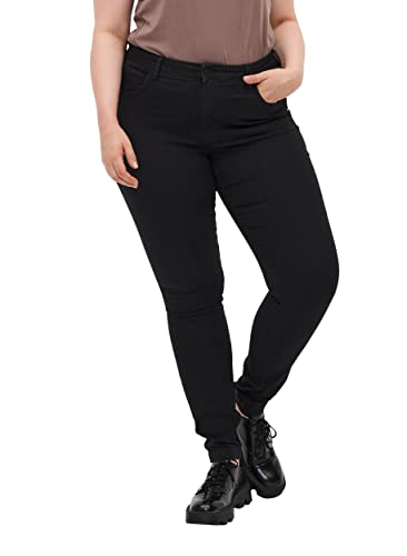 Zizzi Damen Amy Jeans Slim Fit Jeanshose Stretch Hose,Schwarz,56 / 82 cm