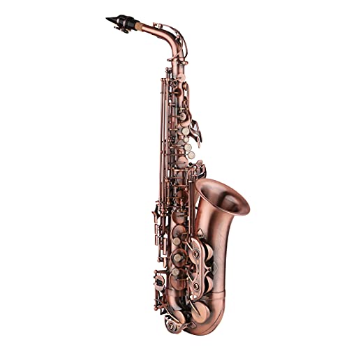 YIWENG Saxophon-Rot, antikes Es-Messing-Material, mit Tragetasche, Reinigungstuch, Bürste, Sax-Gurt-Mundstück,Alt-Saxophon