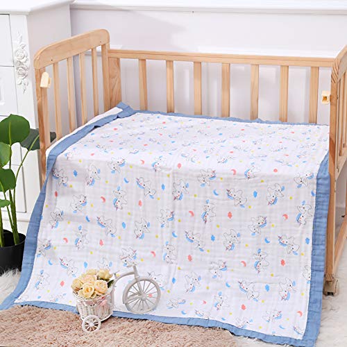 Naturer Babydecke Musselin Baumwolle Sommer Einschlagdecke Kuscheldecke Baby Decke für Deep Sleep Kinderwagen Decke-Pucktücher für Junge und Mädchen 110x115cm,Pferd