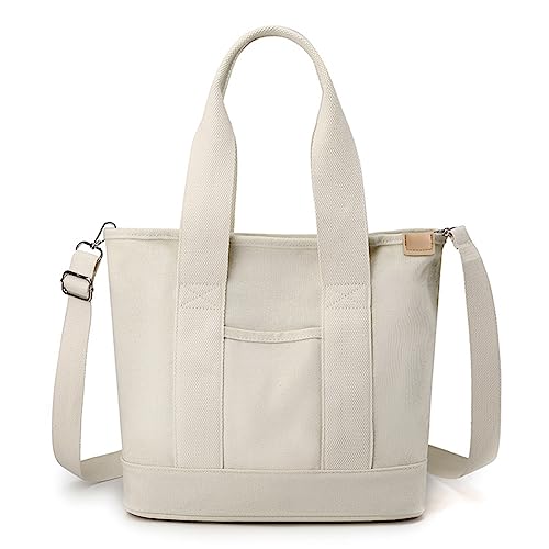 ARVALOLET Damen-Umhängetasche, große Kapazität, Canvas-Handtasche, einfarbig, Verstellbarer Riemen, mehrere Fächer, leichte Make-up-Kosmetiktasche