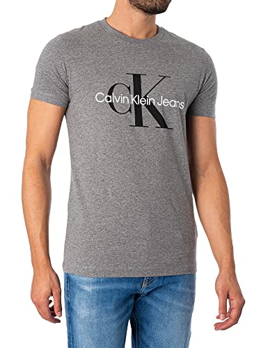 Calvin Klein Jeans Herren Core Monogram Slim Tee T-Shirt, Mittelgrau meliert, XL