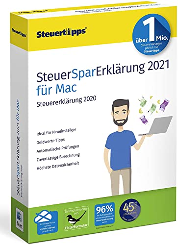 SteuerSparErklärung 2021, Schritt-für-Schritt Steuersoftware für die Steuererklärung 2020, Steuer CD-Rom für macOS, ab Version 10.13 (High Sierra)