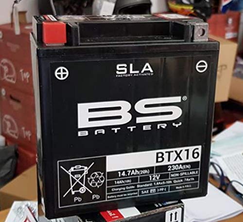 BS Battery 300763 BTX16 AGM SLA Motorrad Batterie, Schwarz