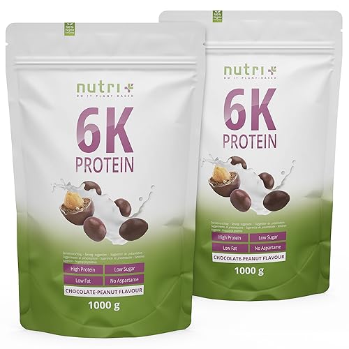 EIWEIßPULVER SCHOKOLADE ERDNUSS 2kg - Nutri-Plus Shape & Shake Proteinpulver ohne Milch & Whey - Chocolate-Peanut Protein - 2000g Doppelpack Eiweiß Pulver