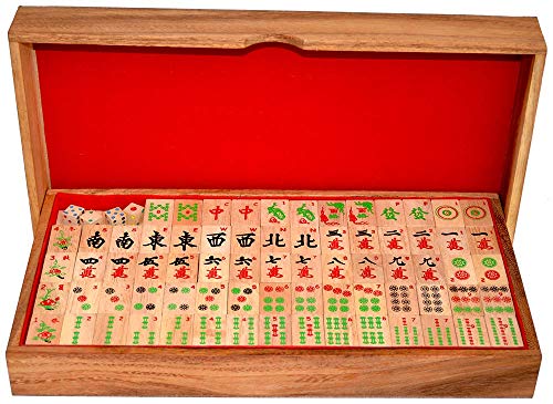 Mahjong Strategiespiel chinesisches Domino für 4 Personen Knobelholz Gesellschaftsspiel aus Holz die veir Himmelsrichtungen kämpfen mit den Naturkräften