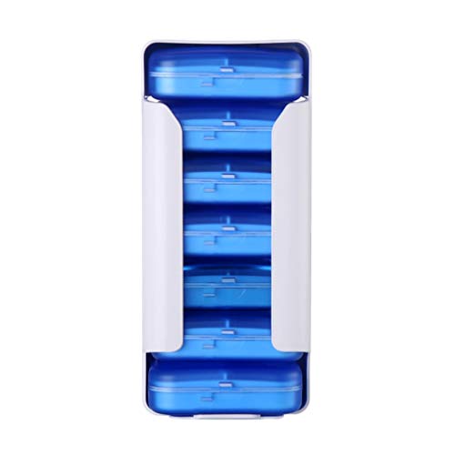 Heallily Pillendose, 7 Schichten, 42 Gitter, Pillendose, Vitamin- und Medizin-Aufbewahrungsbehälter für Fischöl (Blau)