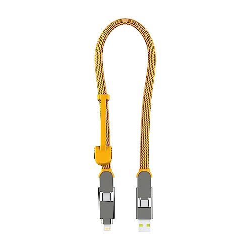 Rolling Square inCharge XL 30 cm - USB-C-Kabel, Universal-Smartphone-Kabel, Geschenk für Männer, 6-in-1-Universalladegerät für Smartphones, technisches Gadget, Gelb, Lightning-Kabel 100 W
