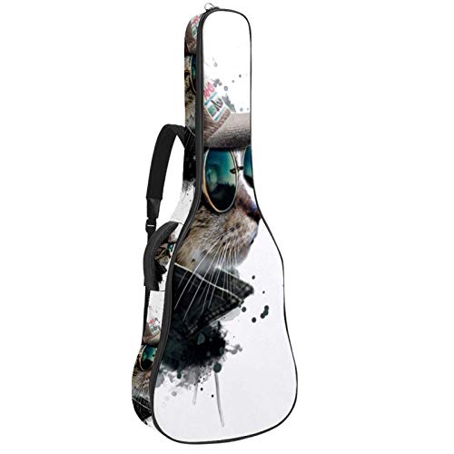 Gitarrentasche mit Reißverschluss, wasserdicht, weich, für Bassgitarre, Akustik- und klassische Folk-Gitarre, Katze, cooles Tier