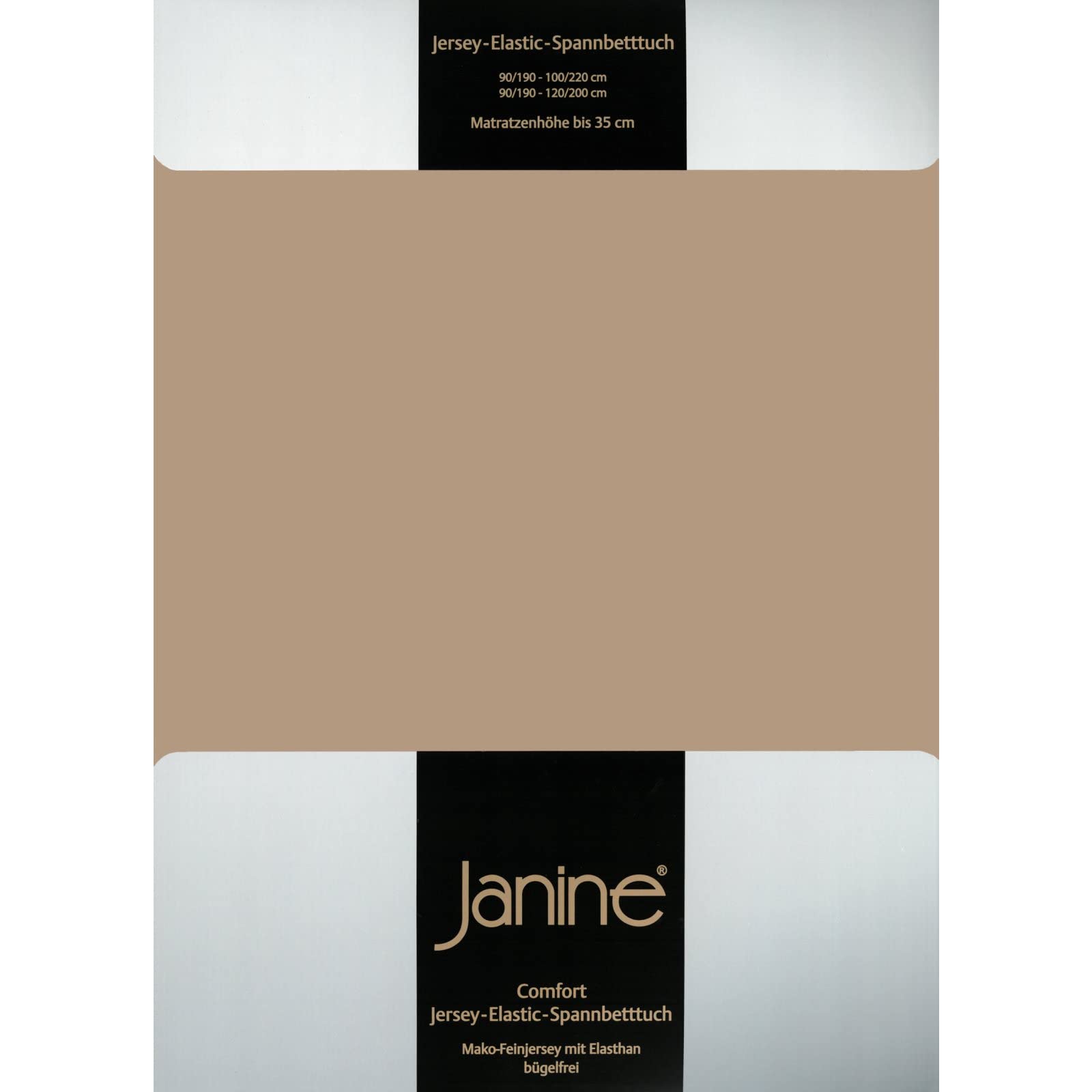Janine Spannbettlaken Elastic - extra weiches und elastisches Spannbetttuch - für Matratzen 90x190cm bis 120x200cm Nougat
