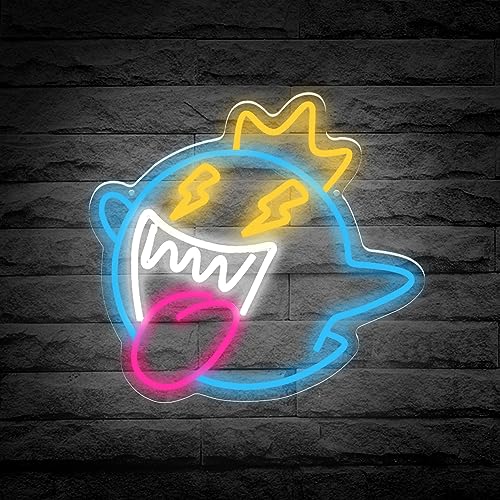 King Boo Neonschild, Geister-LED-Neonlichter, Spieler-Raum-Dekoration für Jungen, Gaming-Neonschilder für Schlafzimmer, Neonschilder für Männerhöhle, Spieler-Geschenke für Jungen, Kinder (King Boo)