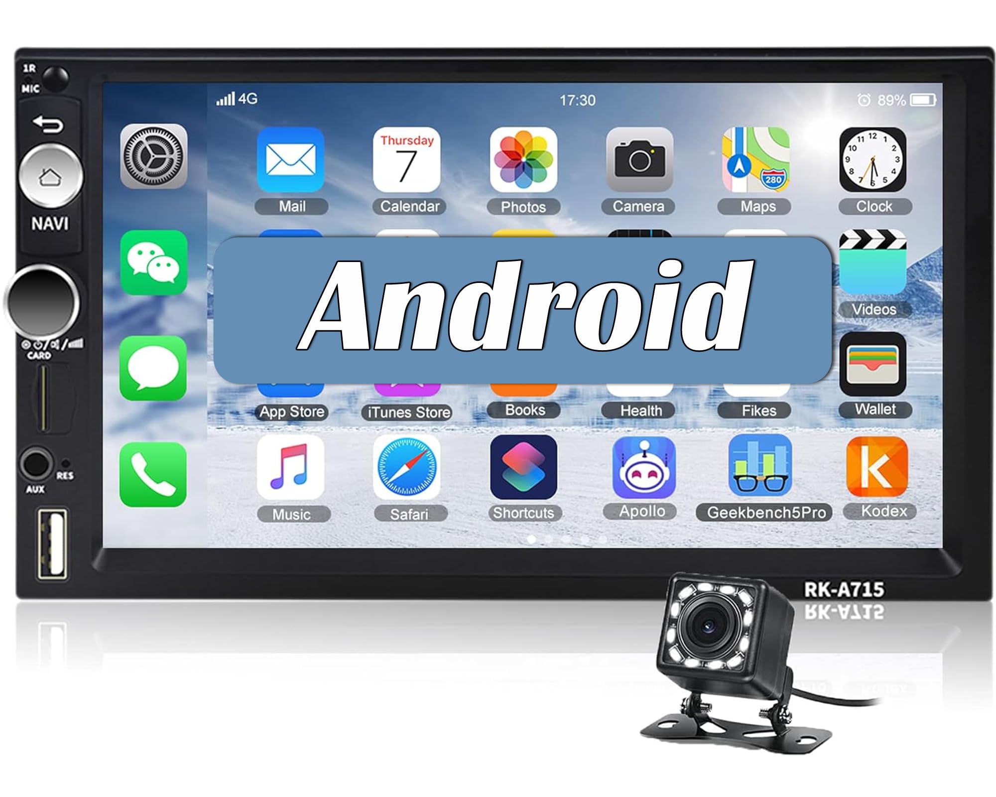 CAMECHO Android Autoradio mit Navi für MP5 Multimedia Car Player,Doppel Din Radio für 7 Zoll Touchscreenn Bildschirm,Bluetooth Freisprecheinrichtung/Mirrorlink/WiFi/FM/USB SD AUX +Rückfahrkamera