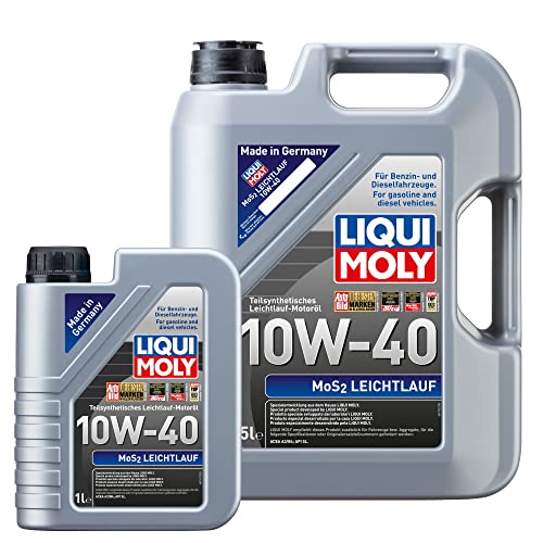 LIQUI MOLY Motoröl MoS2 Leichtlauf 10W-40 5 Liter & 1 Liter | 6 Liter Motoröl | 6 Liter Motoröl Set