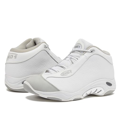 AND1 Tai Chi Herren Basketballschuhe Sneakers für Drinnen oder Draußen Straße oder Court, Größen 40 bis 50, Weiß/Silbergrau, 9.5 Women/8 Men