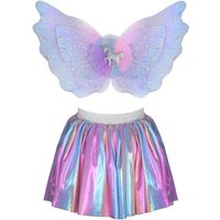 Kostüm-Kleid EINHORN mit Flügeln in bunt
