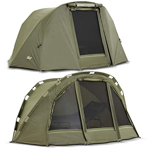 Lucx® Puma Bivvy + Winterskin/Angelzelt inkl. Überwurf/Karpfenzelt/Carp Dome + Overwrap/Zelt, 10.000mm Wassersäule Campingzelt