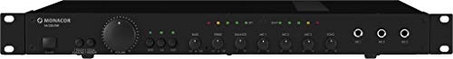 MONACOR SA-230/SW Universal Stereo-Mischverstärker, Verstärker inklusive 3 Stereo-Line Eingänge, Amplifier mit Karaoke sowie Vocal-Partner Funktion, in Schwarz